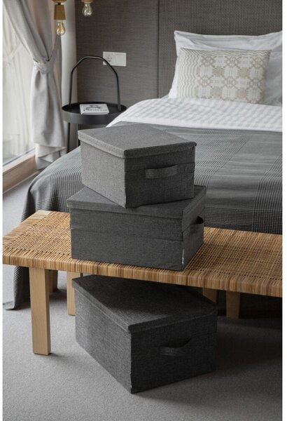 Szürke fedeles textil tárolódoboz 35x26x19 cm Soft Storage – Bigso