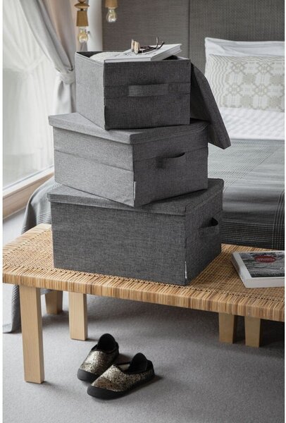 Szürke fedeles textil tárolódoboz 35x26x19 cm Soft Storage – Bigso