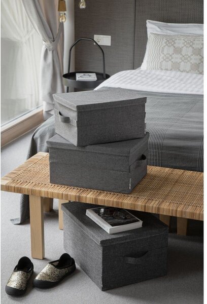 Szürke fedeles textil tárolódoboz 35x26x19 cm Soft Storage – Bigso