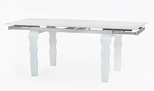 King Home Vendome Opti White Üveg Étkezőasztal Hullámos Lábakkal