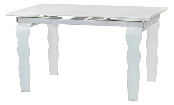 King Home Vendome Opti White Üveg Étkezőasztal Hullámos Lábakkal