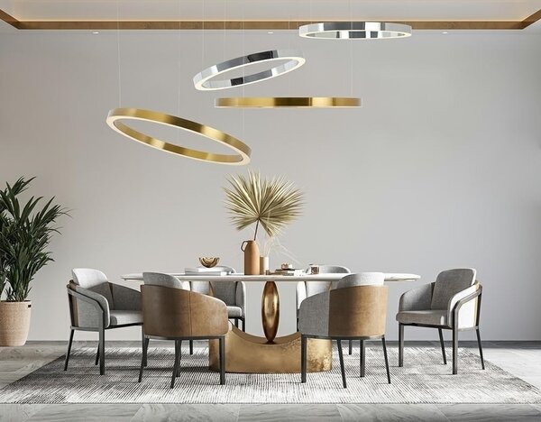 King Home Ring 40 LED Polírozott Acél Függőlámpa Ezüst