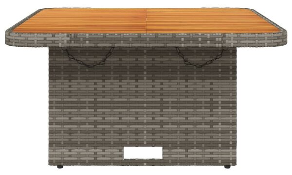 Szürke polyrattan és akácfa kerti asztal 80 x 80 x 71 cm