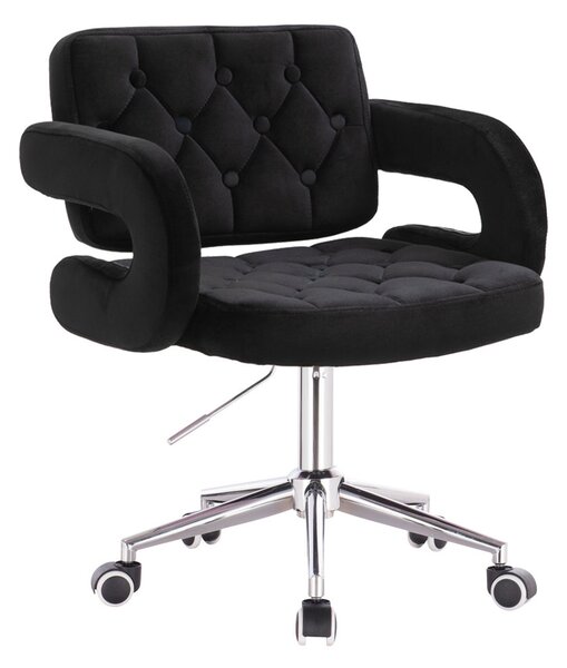 HR8403K Fekete modern velúr szék krómozott lábbal
