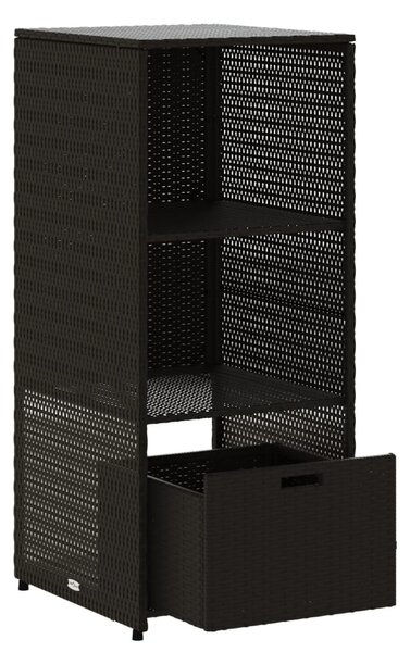 Fekete polyrattan kerti tárolószekrény 50 x 55 x 115 cm
