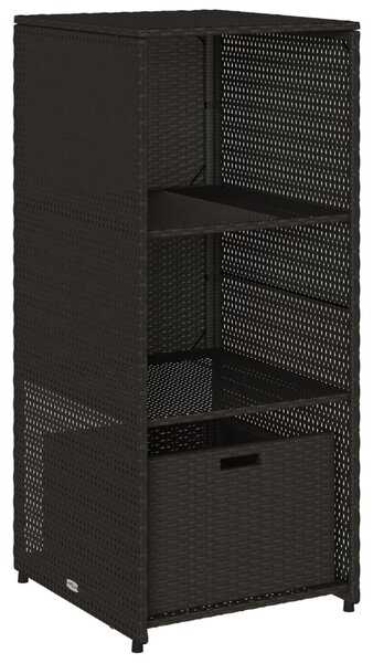 Fekete polyrattan kerti tárolószekrény 50 x 55 x 115 cm
