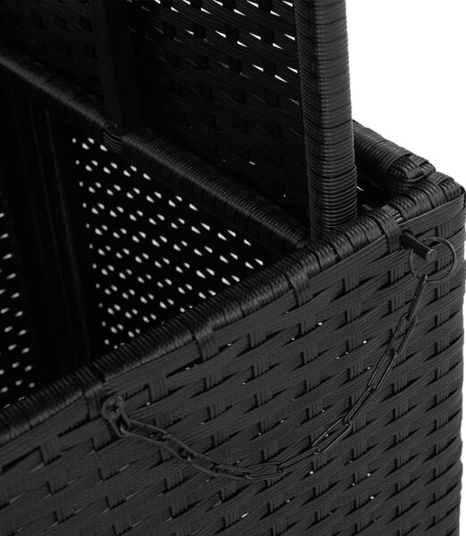 Fekete polyrattan és akácfa kerti asztal 110 x 110 x 71 cm