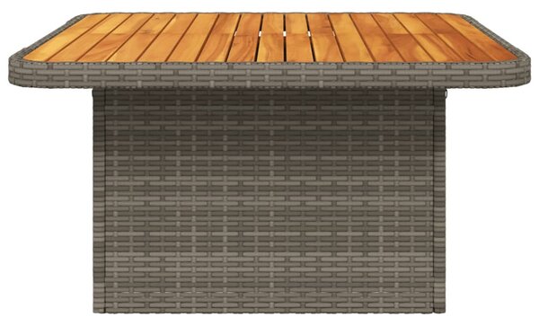 Szürke polyrattan és akácfa kerti asztal 80 x 80 x 71 cm