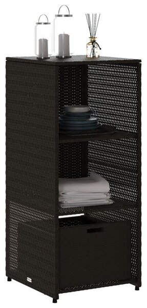 Fekete polyrattan kerti tárolószekrény 50 x 55 x 115 cm