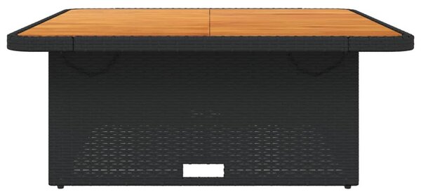 Fekete polyrattan és akácfa kerti asztal 110 x 110 x 71 cm
