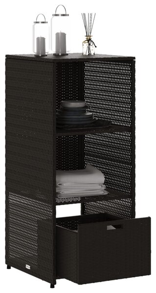 Fekete polyrattan kerti tárolószekrény 50 x 55 x 115 cm