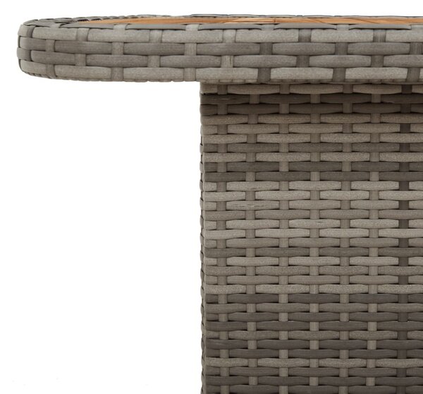 Szürke polyrattan és akácfa kerti asztal 80 x 80 x 71 cm