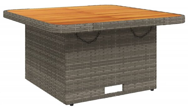 Szürke polyrattan és akácfa kerti asztal 80 x 80 x 71 cm