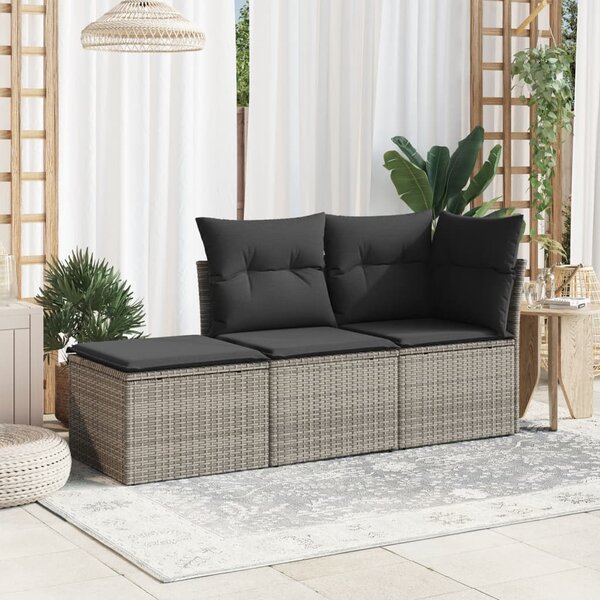 Szürke polyrattan kerti szék párnával 55 x 55 x 37 cm