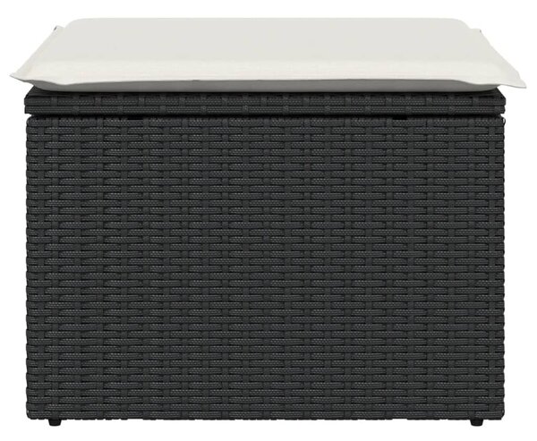 Fekete polyrattan kerti szék párnával 55 x 55 x 37 cm