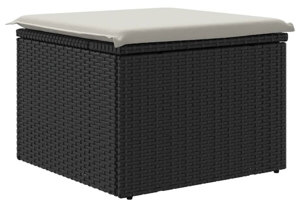 Fekete polyrattan kerti szék párnával 55 x 55 x 37 cm