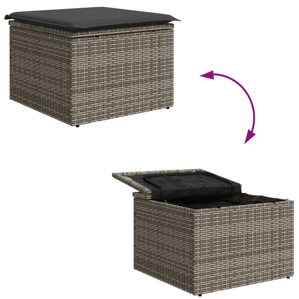 Szürke polyrattan kerti szék párnával 55 x 55 x 37 cm