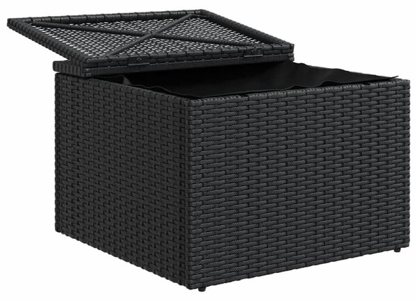 Fekete polyrattan kerti szék párnával 55 x 55 x 37 cm
