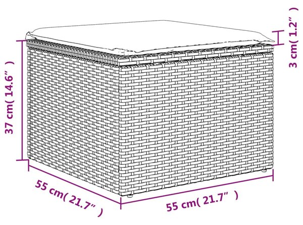 Szürke polyrattan kerti szék párnával 55 x 55 x 37 cm