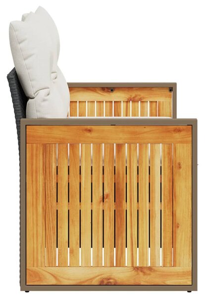 2 személyes fekete polyrattan kerti kanapé párnával