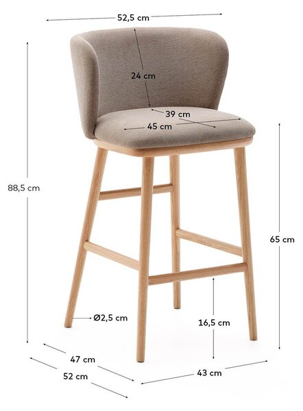 Világosbarna bárszék (ülésmagasság 65 cm) Ciselia – Kave Home