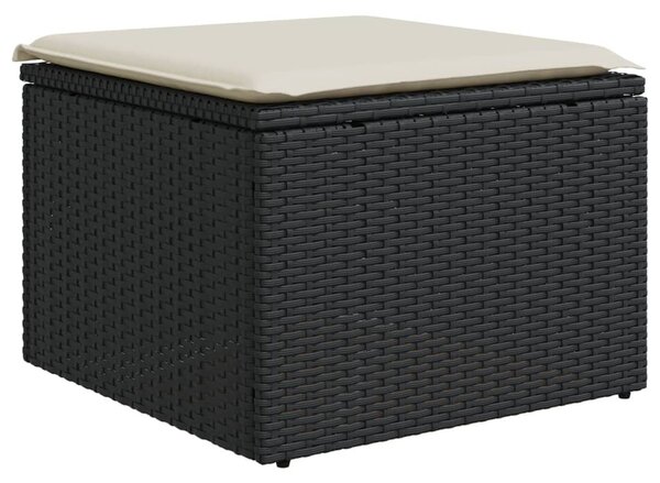 Fekete polyrattan kerti szék párnával 55 x 55 x 37 cm