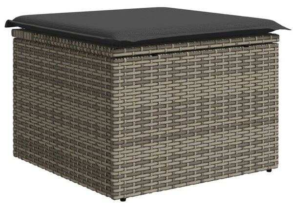 Szürke polyrattan kerti szék párnával 55 x 55 x 37 cm