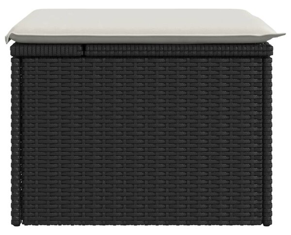 Fekete polyrattan kerti szék párnával 55 x 55 x 37 cm