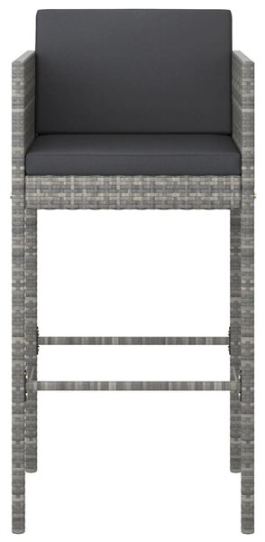 5 részes szürke polyrattan kerti bárszett párnákkal