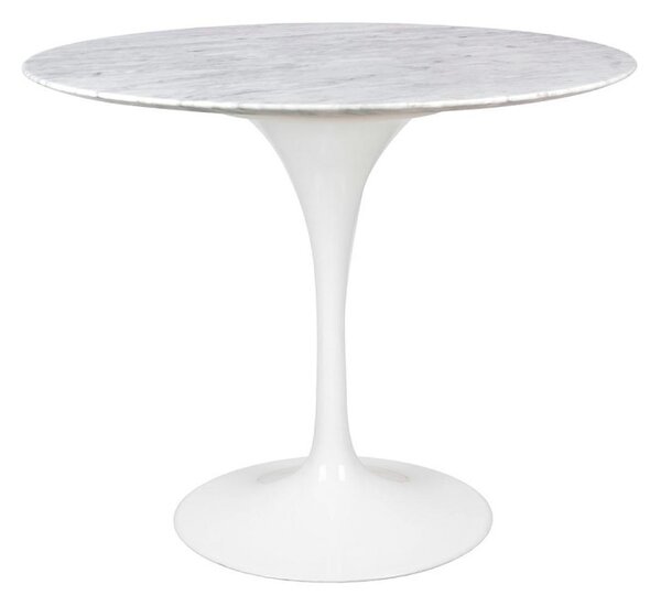 King Home Tulip Marble 90 Kerek Étkezőasztal Carrara Márvány Fehér