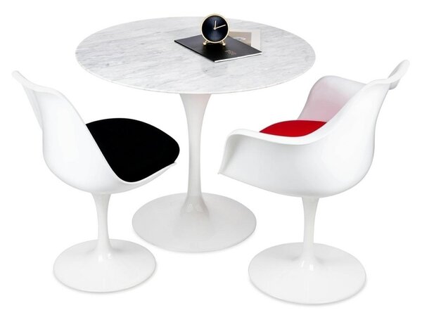 King Home Tulip Marble 90 Kerek Étkezőasztal Carrara Márvány Fehér
