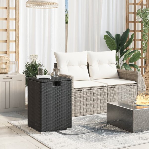VidaXL fekete polyrattan propántartály borító asztal 40 x 40 x 60 cm
