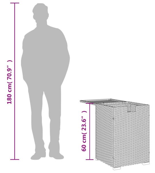 VidaXL fekete polyrattan propántartály borító asztal 40 x 40 x 60 cm