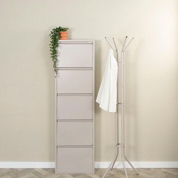 Szürkésbarna fém billenő ajtós cipőtartó 50x169x15 cm Billy – Spinder Design