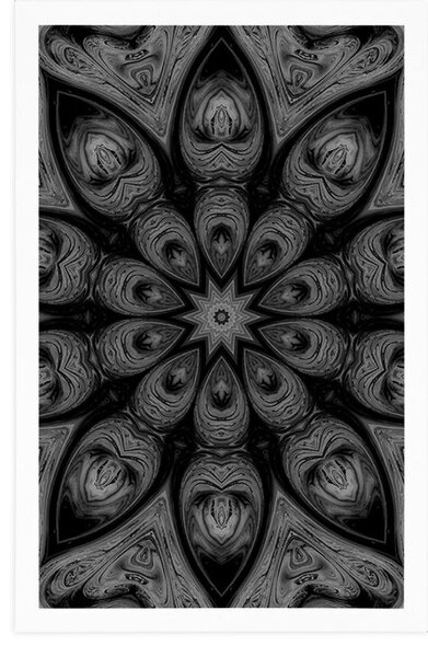 Poszter hipnotikus Mandala fekete fehérben