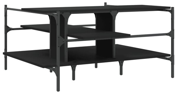 Fekete szerelt fa dohányzóasztal 100 x 100 x 48,5 cm