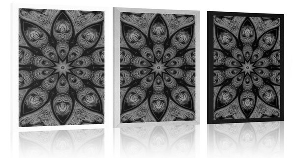 Poszter hipnotikus Mandala fekete fehérben