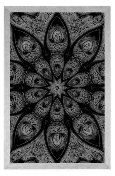Poszter hipnotikus Mandala fekete fehérben