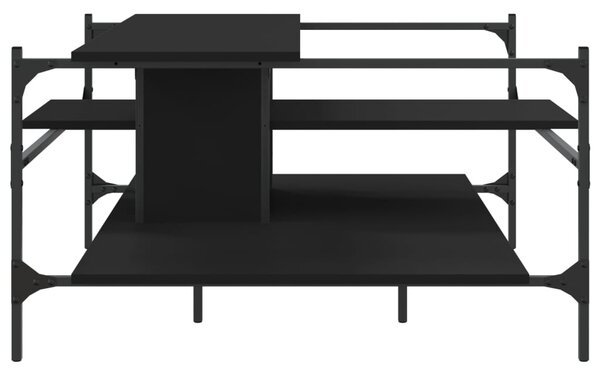 Fekete szerelt fa dohányzóasztal 100 x 100 x 48,5 cm
