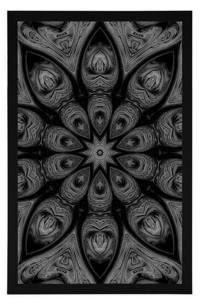 Poszter hipnotikus Mandala fekete fehérben