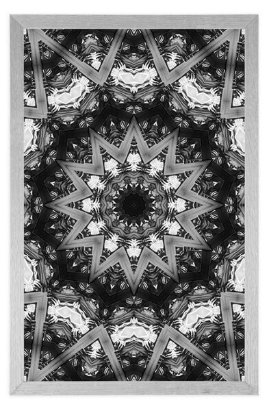 Poszter Mandala érdekes elemekkel fekete fehérben