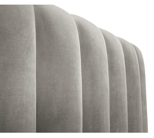 Világosszürke kárpitozott franciaágy tárolóhellyel, ágyráccsal 200x200 cm Kelp – Micadoni Home