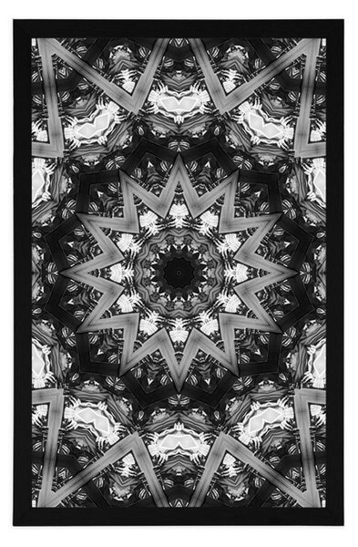 Poszter Mandala érdekes elemekkel fekete fehérben