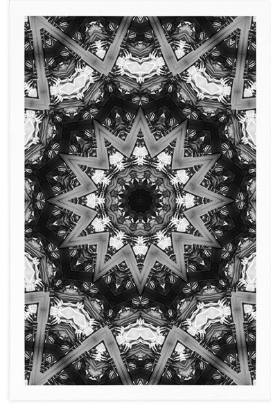 Poszter Mandala érdekes elemekkel fekete fehérben