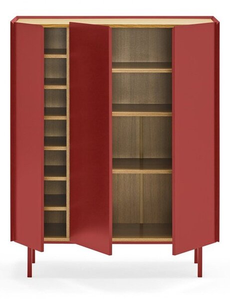 Piros magas komód tölgyfa dekorral 95x120 cm Arista – Teulat
