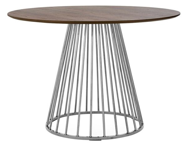 King Home Glam Walnut Kerek Étkezőasztal Diófurnér Króm