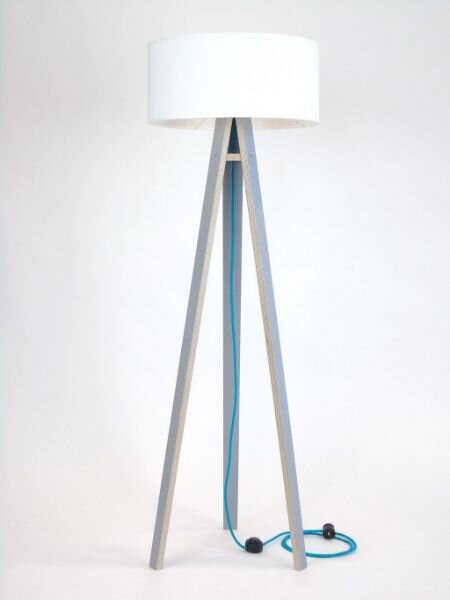 WANDA állólámpa 45x140cm - szürke / fehér ernyő / türkizkék