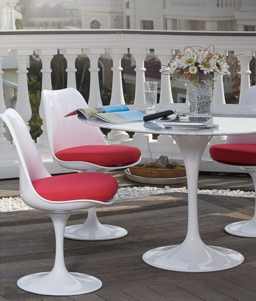 King Home Tulip Marble Kerek Étkezőasztal Carrara Márvány Fehér