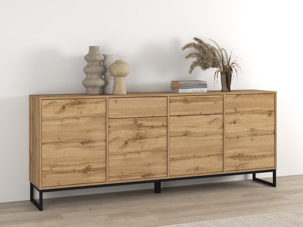 Komód Maravio 104, Laminált forgácslap, 83x209x37cm, Wotan tölgy