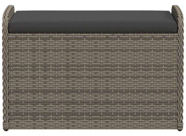 Szürke polyrattan tárolópad párnával 80 x 51 x 52 cm